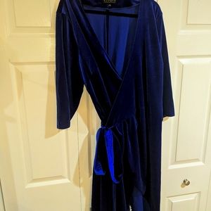 Blue velvet wrap dress